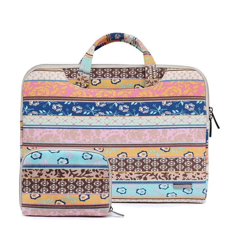 13.3 Inch Simple Business Laptop Bag | With Liner | LS-116 | Canvas Colorful Leaves | Blue