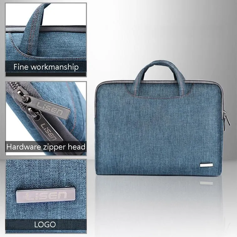 13.3 Inch Simple Business Laptop Bag | With Liner | LS-116 | Canvas Colorful Leaves | Blue
