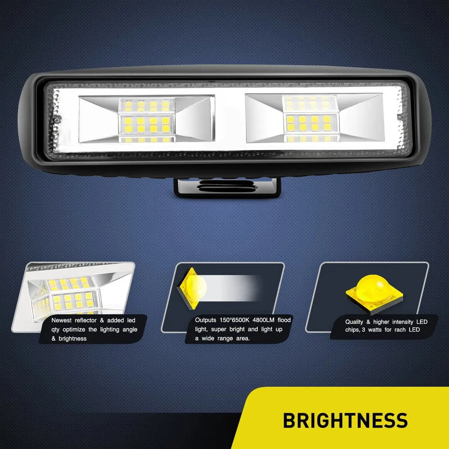 6 Inch 48W 4800LM Flood Led Work Lights (Pair)