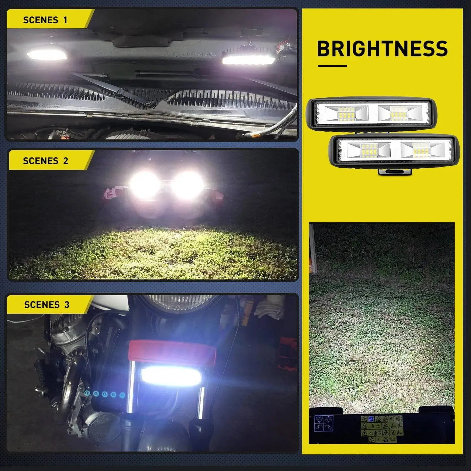 6 Inch 48W 4800LM Flood Led Work Lights (Pair)