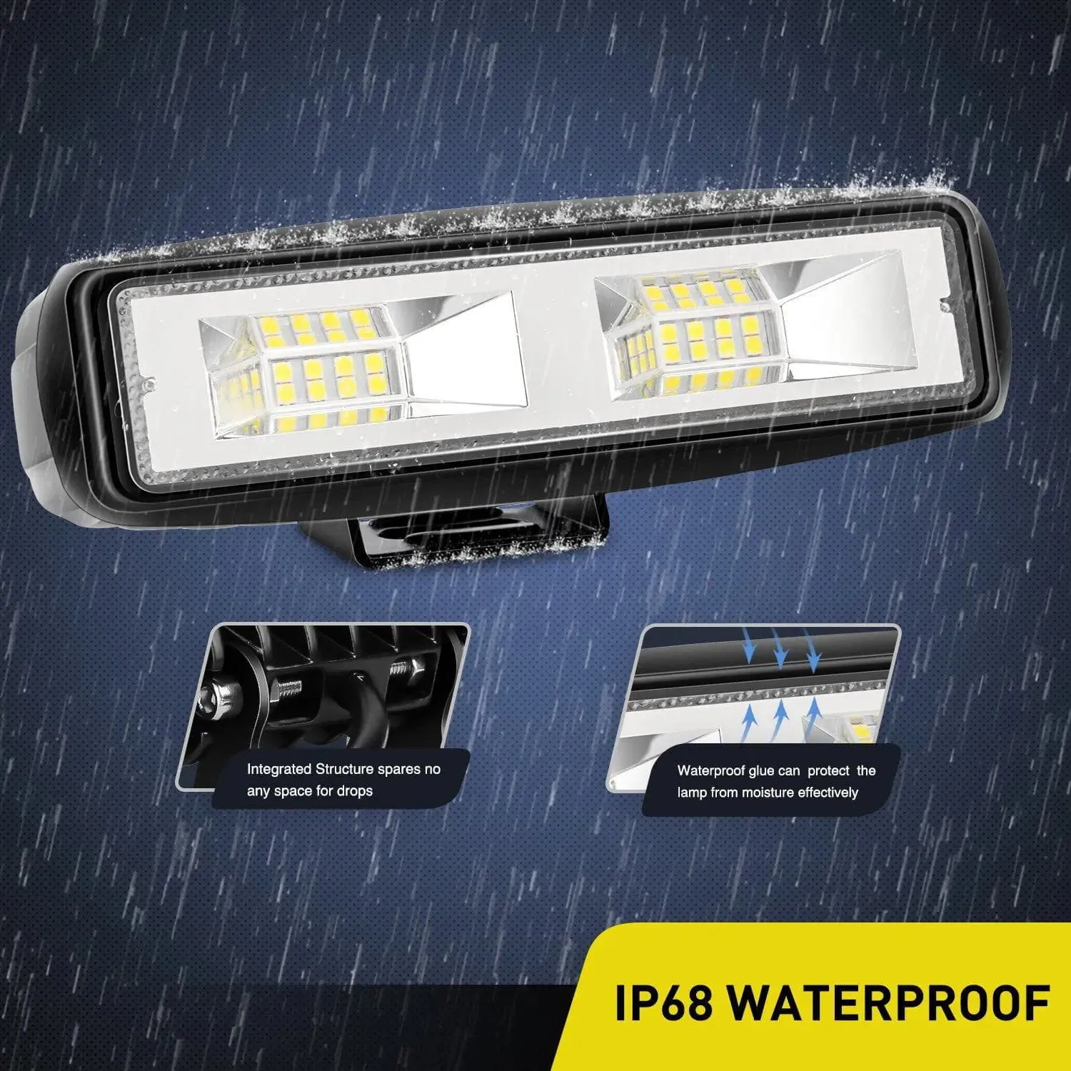 6 Inch 48W 4800LM Flood Led Work Lights (Pair)