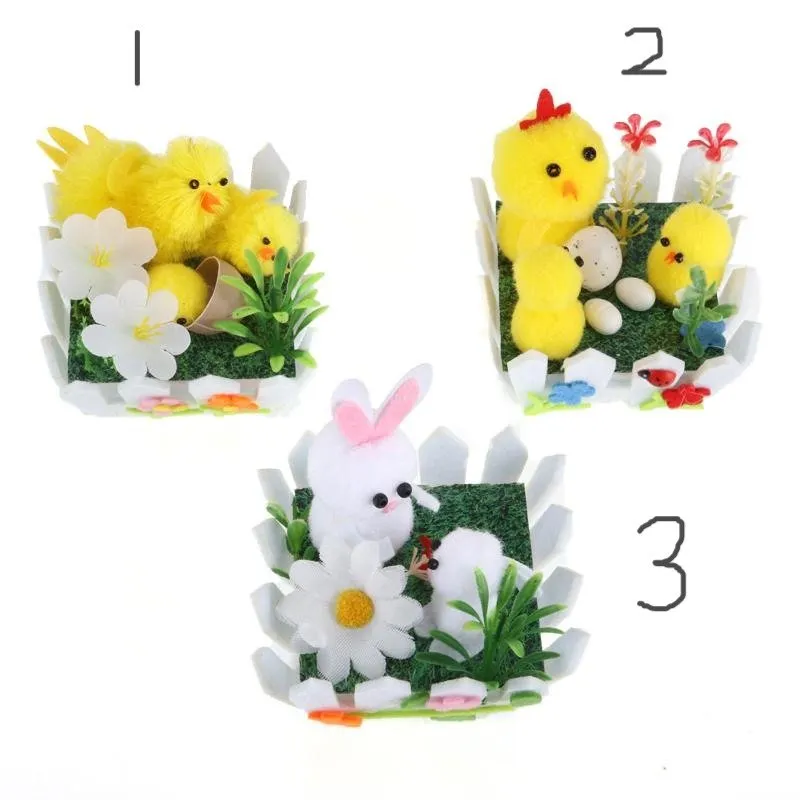 Assorted Easter Craft Chicken with Fence Decoration
