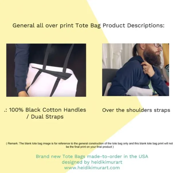 Blue Floral Tote Bag, Floral Print Premium Square 13"x13", 16"x16", 18"x18" Premium Quality Market Tote Bag - Made in USA