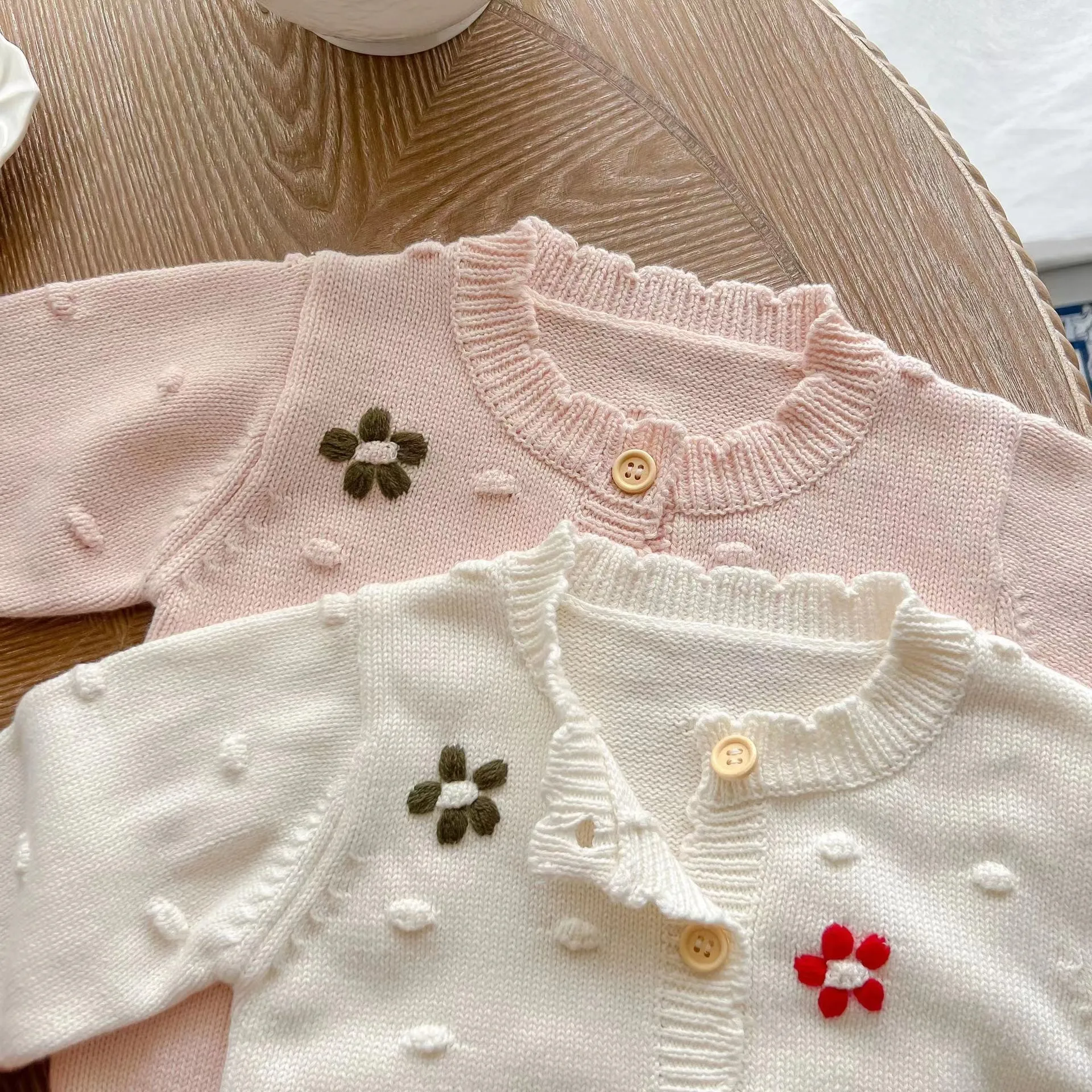 Colorful Floral Hand-Crocheted Baby Cardigan