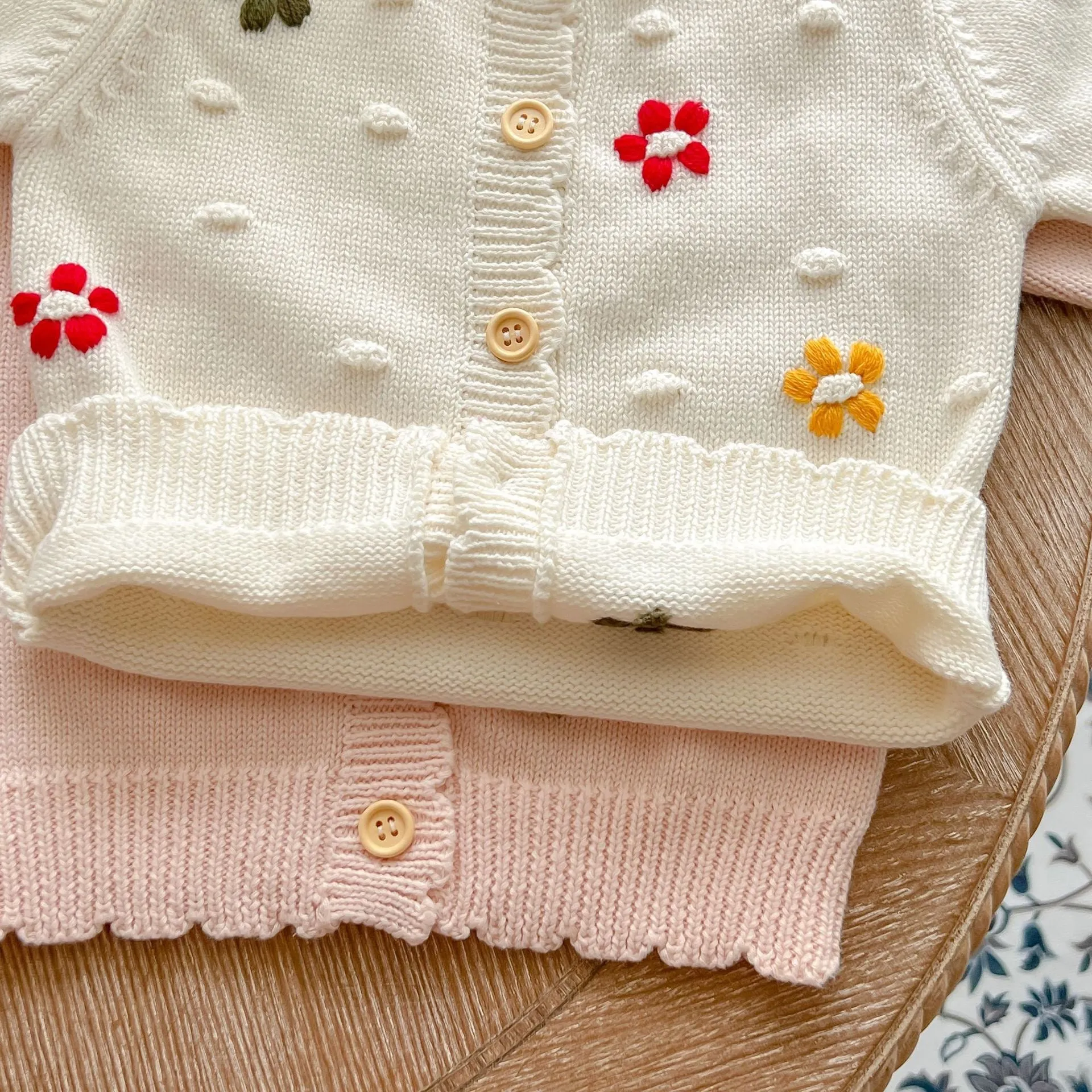 Colorful Floral Hand-Crocheted Baby Cardigan