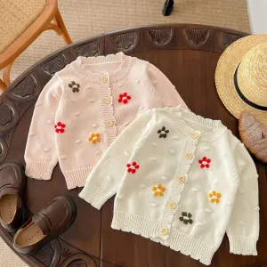 Colorful Floral Hand-Crocheted Baby Cardigan