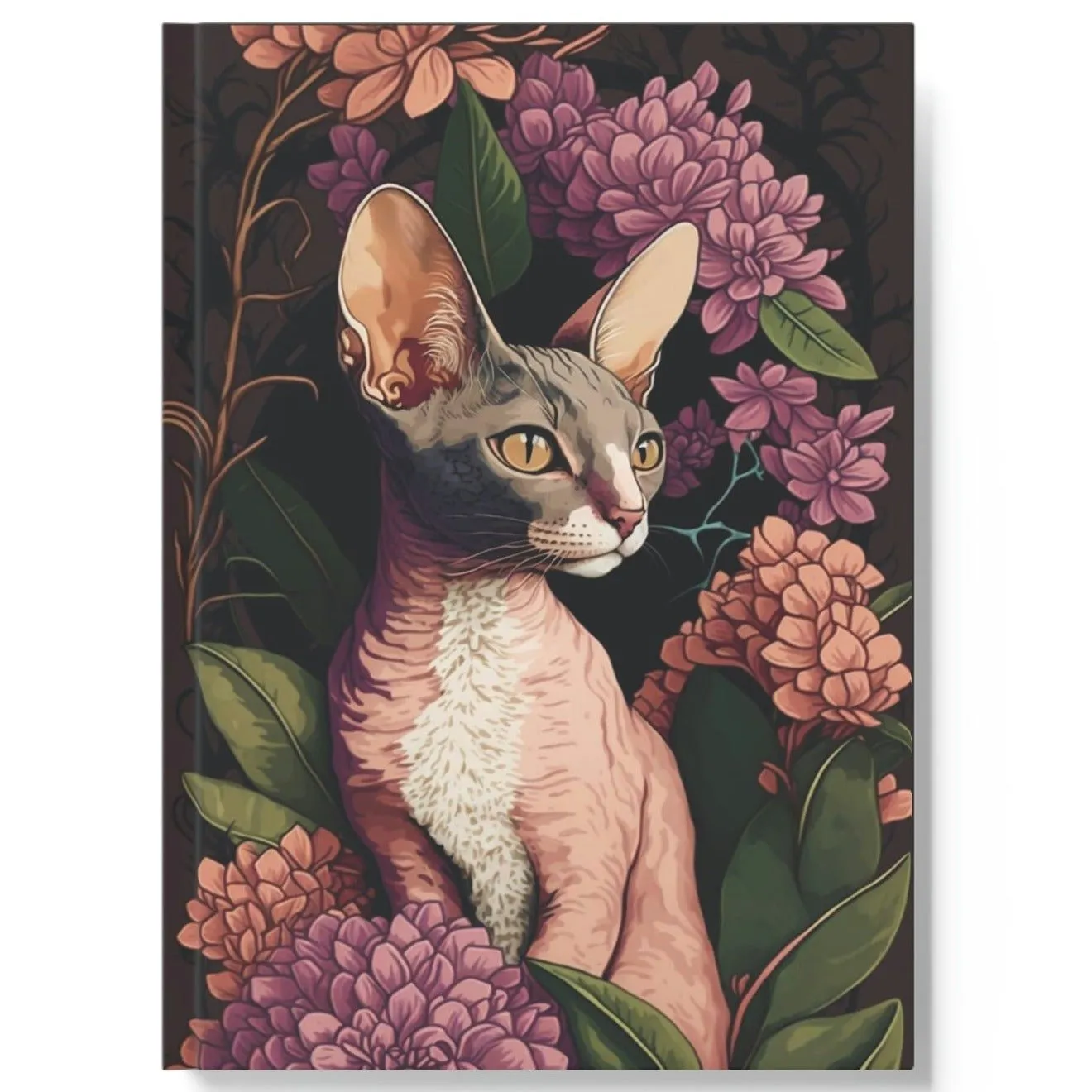 Cornish Rex Notebook - Garden Morning - Cat Inspirations - Hard Backed Journal
