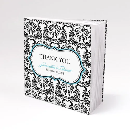 Damask Love Bird Notepad Favor with Custom Cover Royal Blue