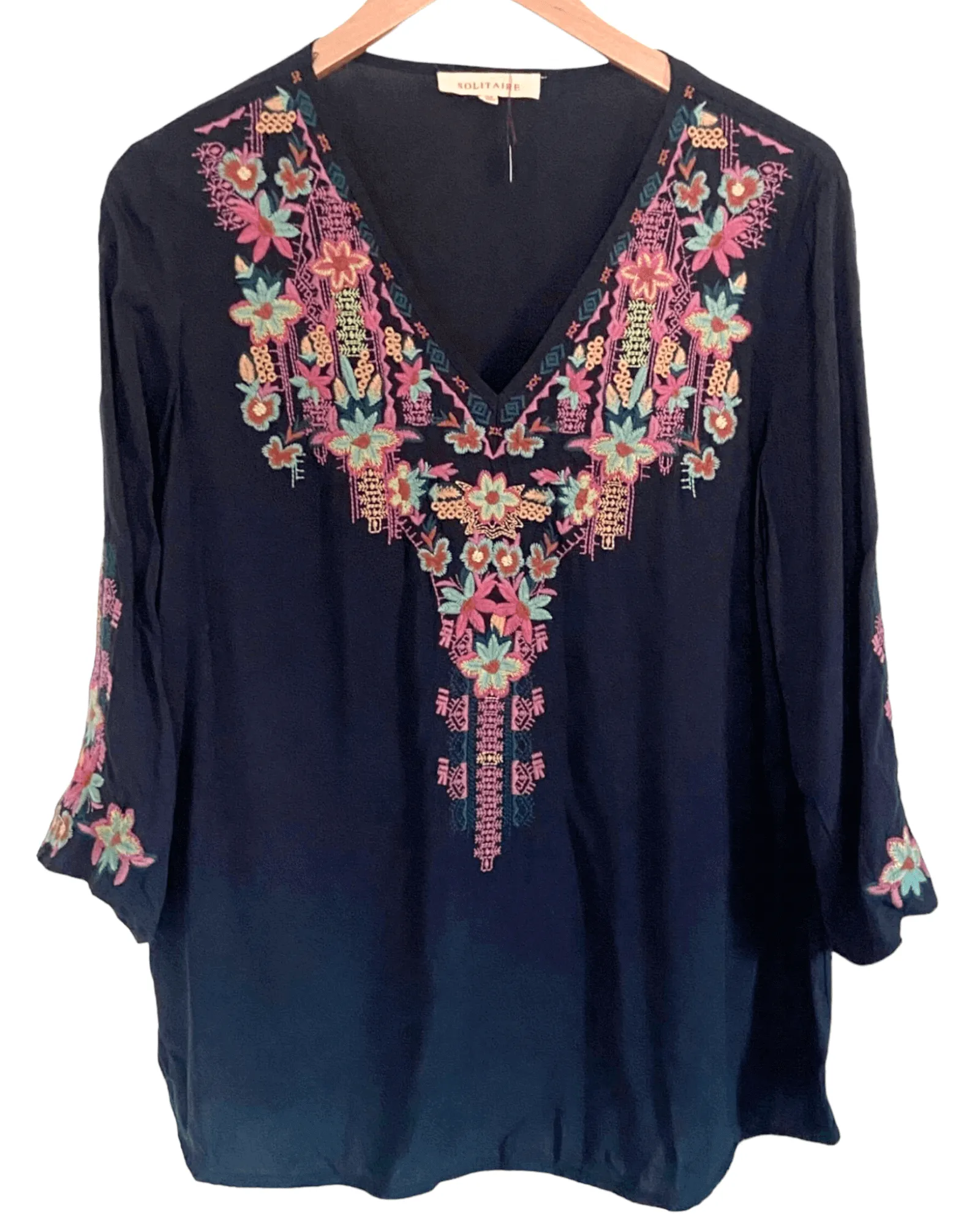 Dark Winter Embroidered V-neck Top