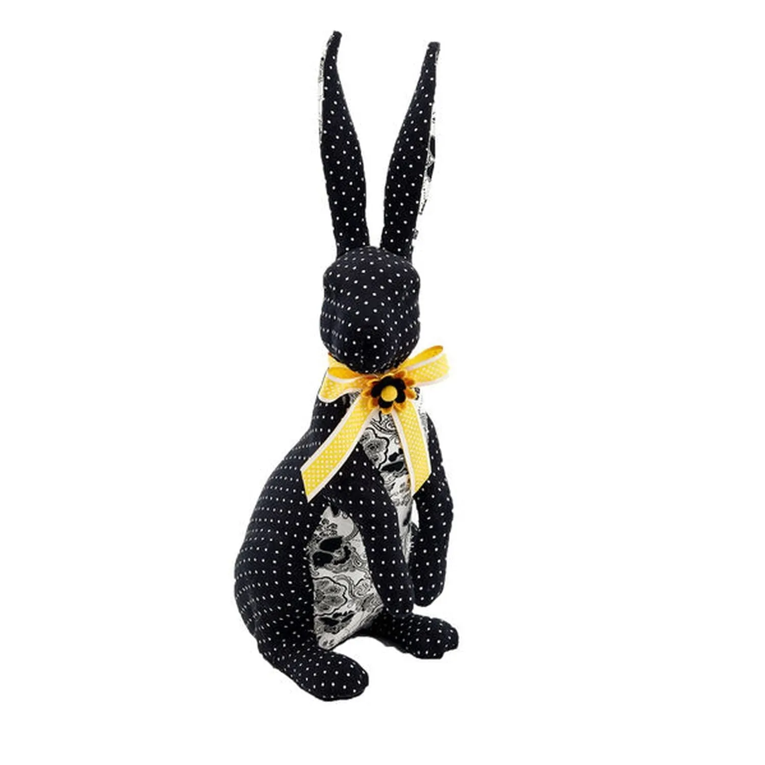 December Diamonds Honeycomb Black With White Polka Dot Bunny Figurine
