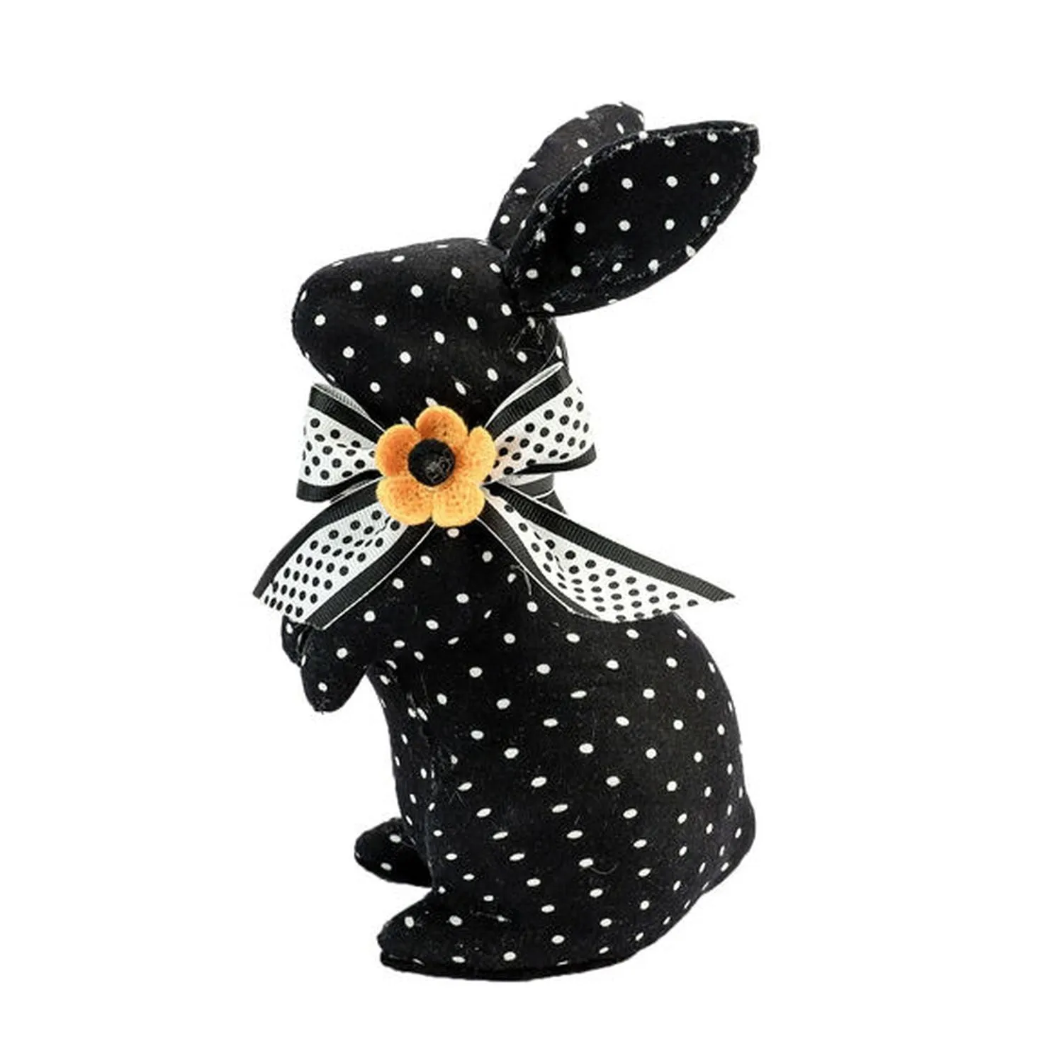 December Diamonds Honeycomb Black With White Polka Dot Bunny Figurine