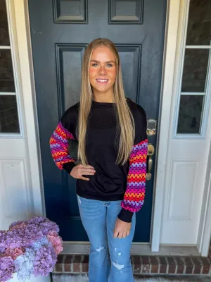 Gianna Black with Colorful Sleeves Top