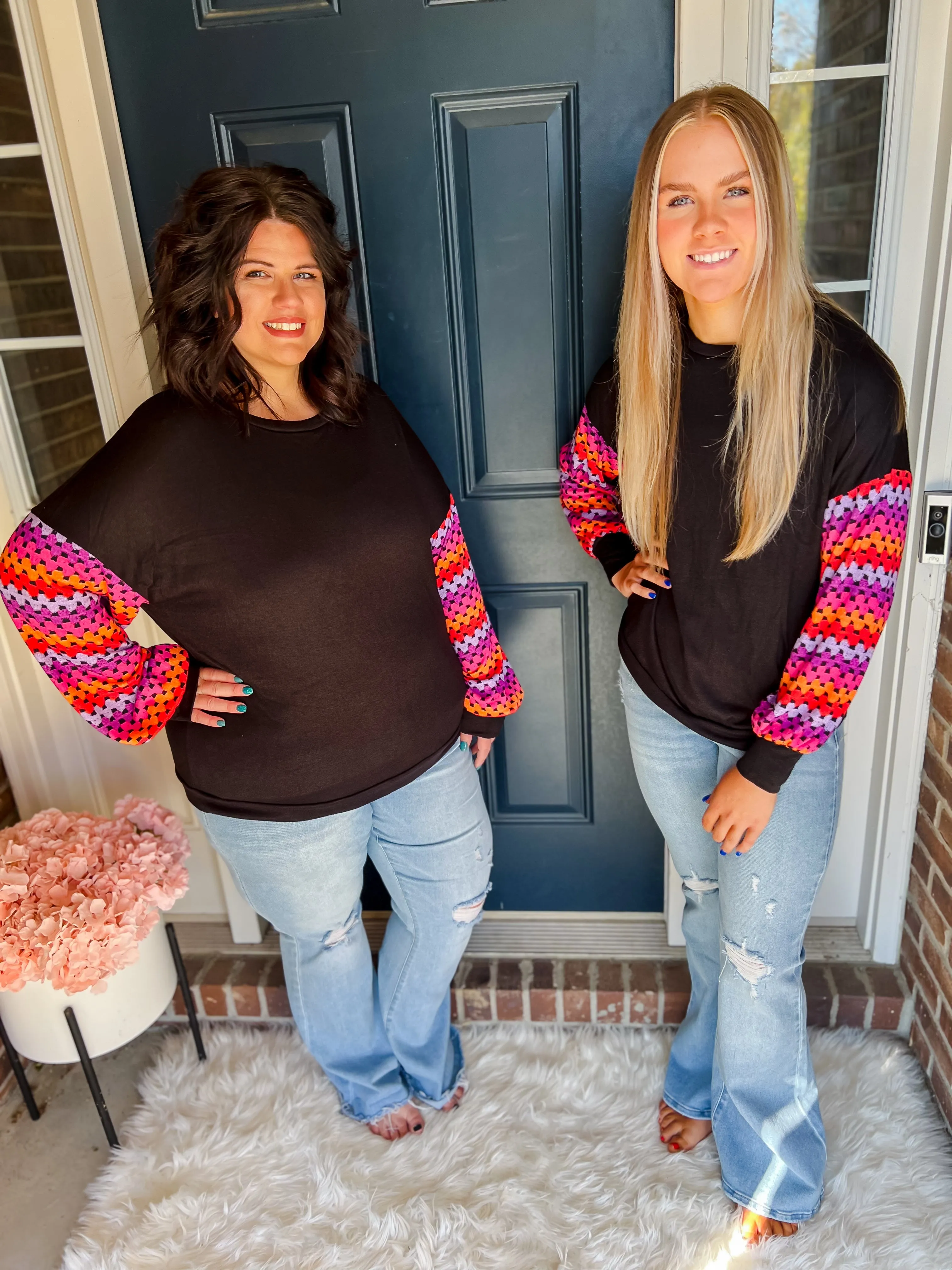 Gianna Black with Colorful Sleeves Top
