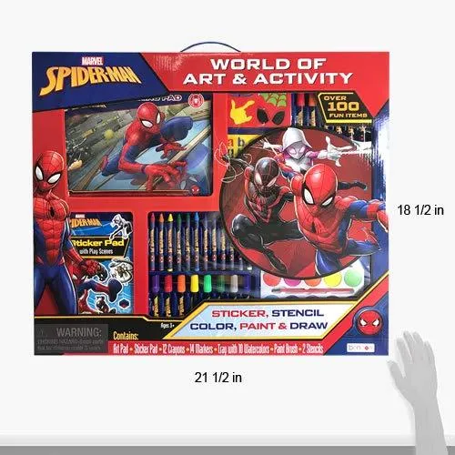 Marvel Superheroes Spiderman Stationery Art and Activity Gift Set With Over 100pcs- Painting and Drawing Kit