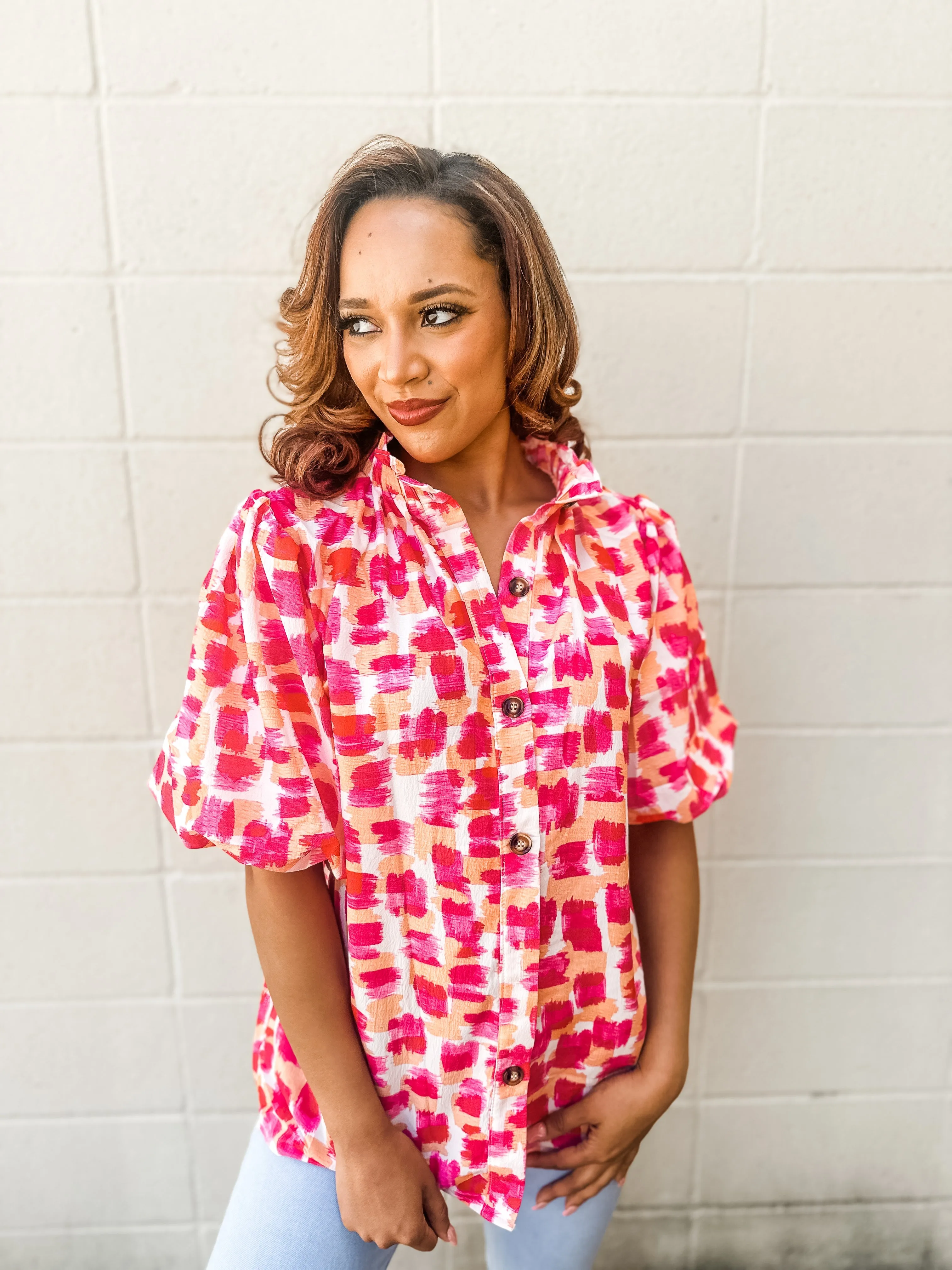 Pink Print Top