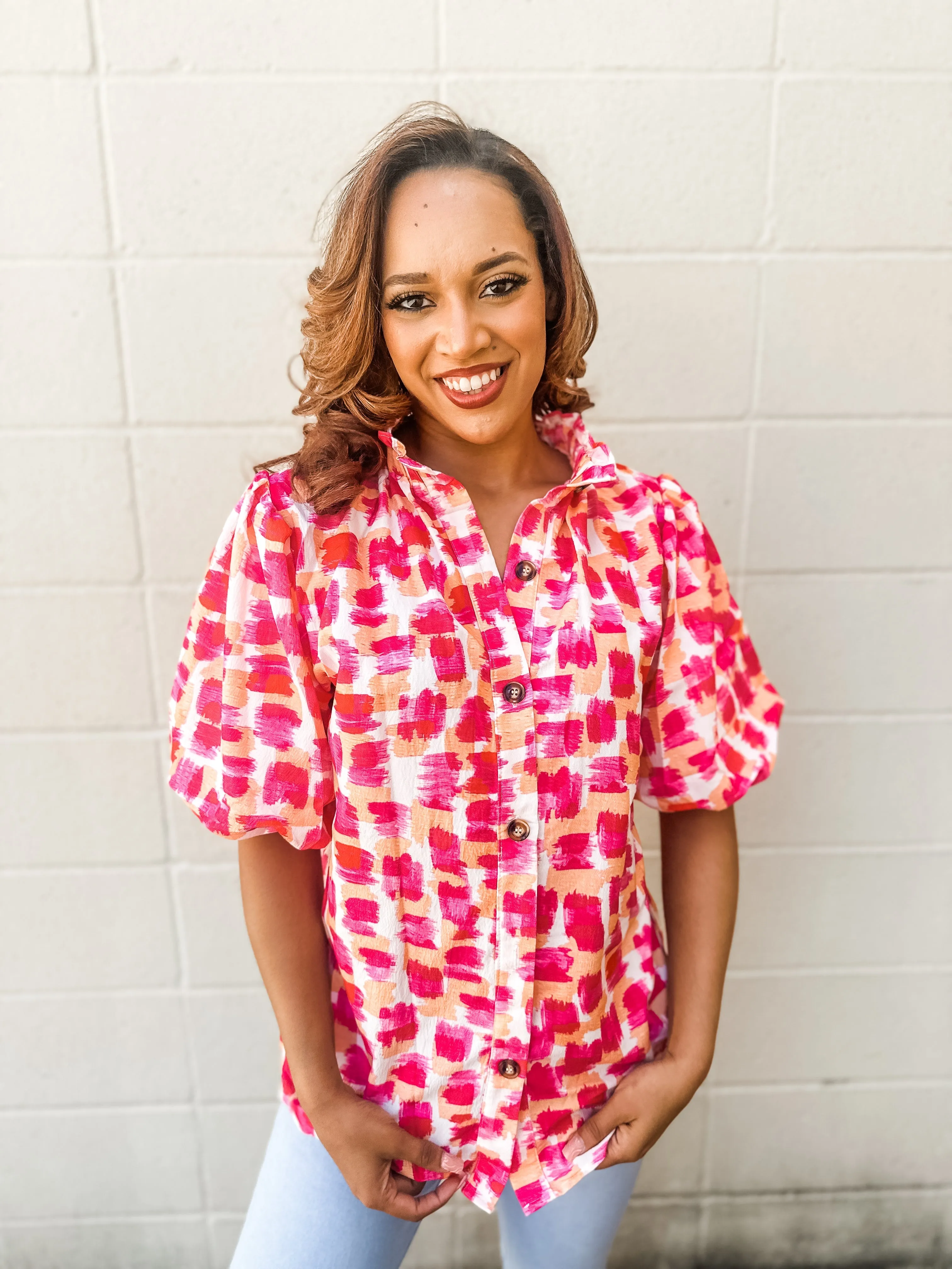 Pink Print Top