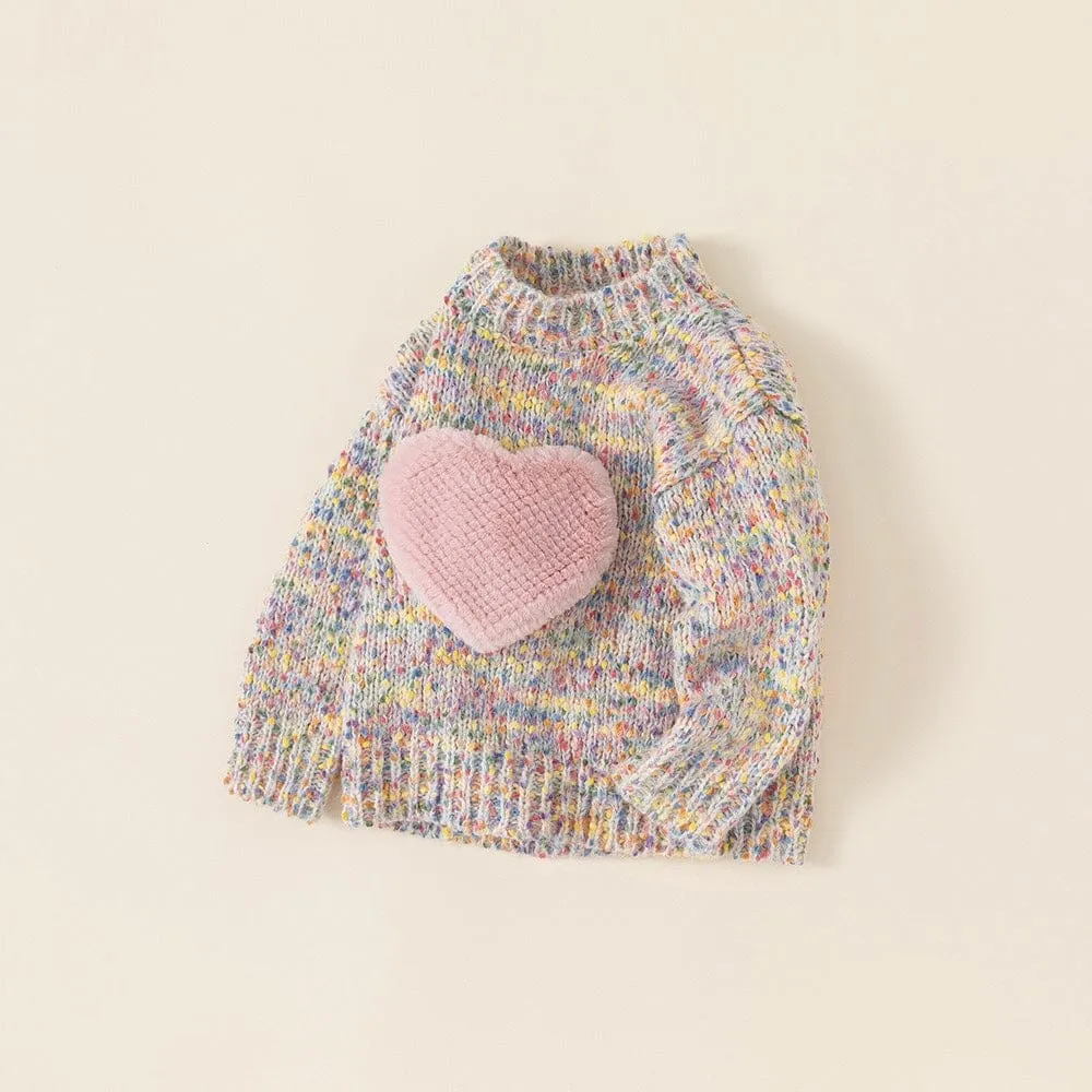 Plush Heart Colorful Knit Sweater