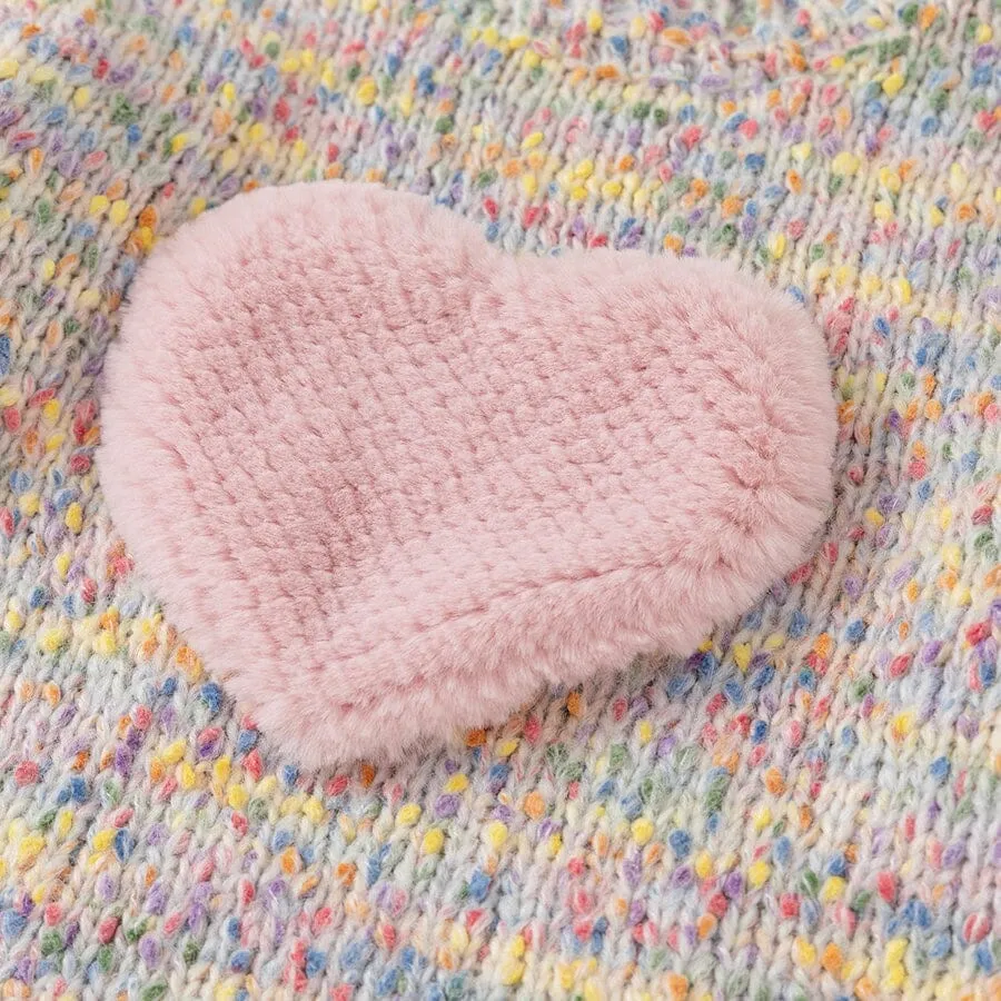 Plush Heart Colorful Knit Sweater