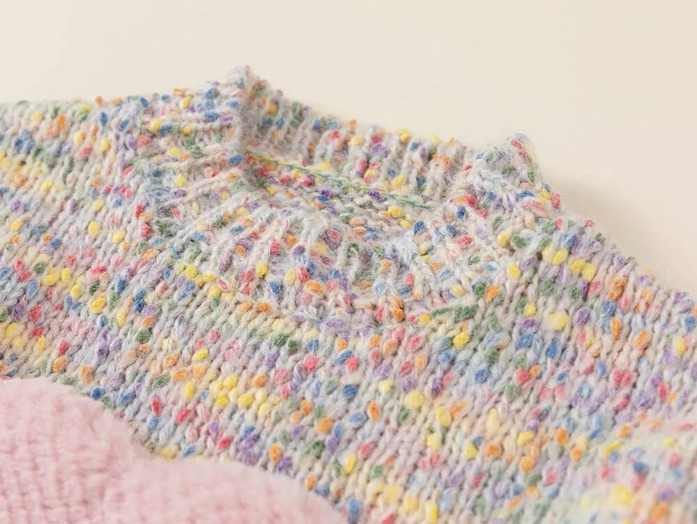 Plush Heart Colorful Knit Sweater