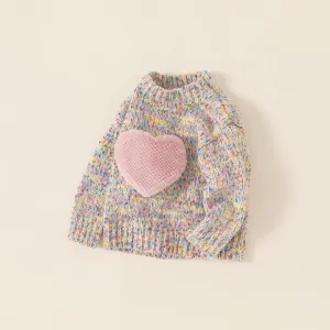 Plush Heart Colorful Knit Sweater