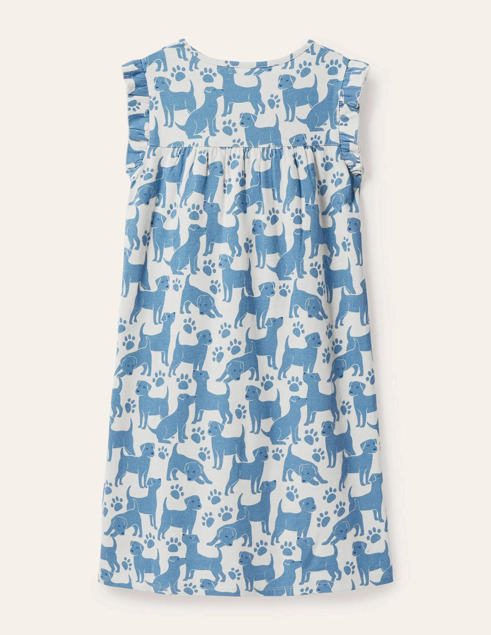 Printed Short-sleeved Nightie-Blue Playful Pups