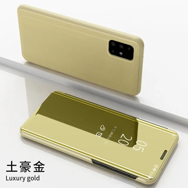 Smart Flip Phone Case For iPhone Mirror Window Standing Holder