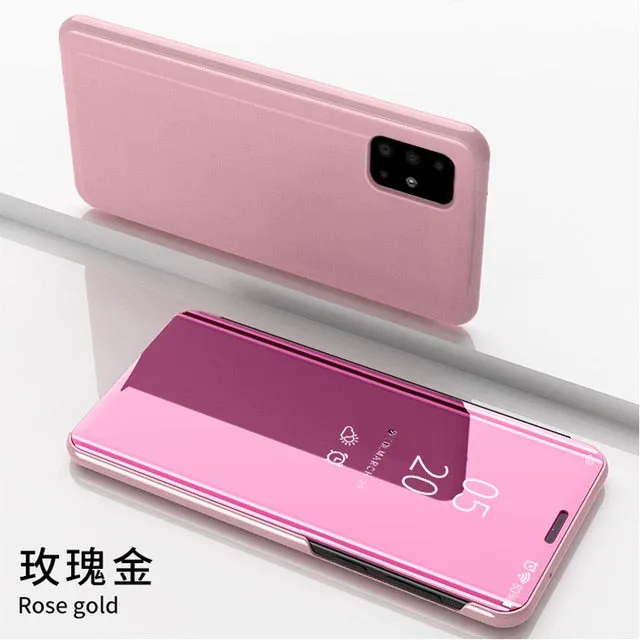 Smart Flip Phone Case For iPhone Mirror Window Standing Holder