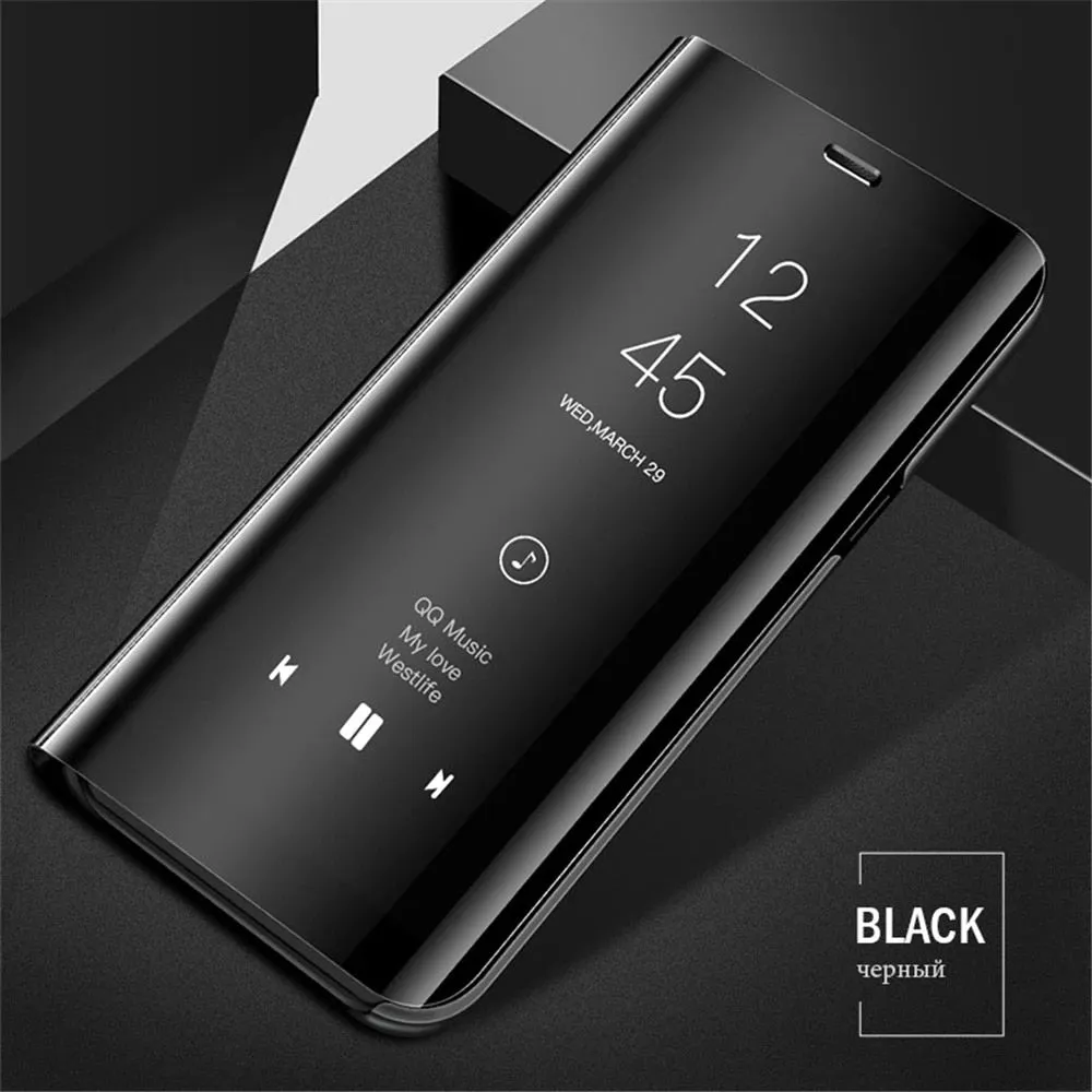 Smart Flip Phone Case For iPhone Mirror Window Standing Holder