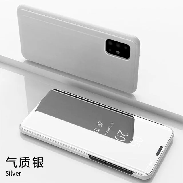 Smart Flip Phone Case For iPhone Mirror Window Standing Holder