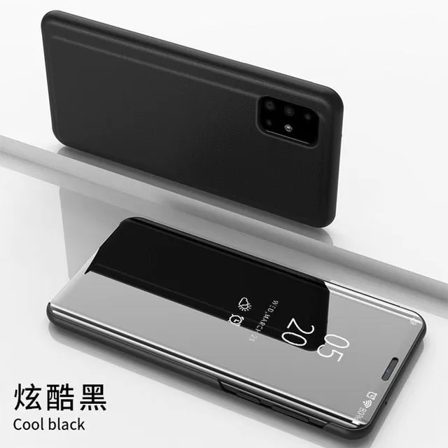 Smart Flip Phone Case For iPhone Mirror Window Standing Holder