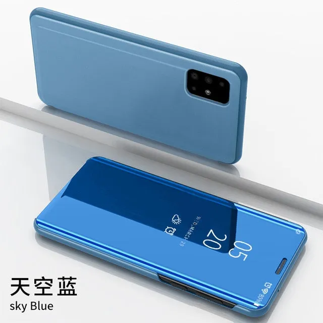 Smart Flip Phone Case For iPhone Mirror Window Standing Holder