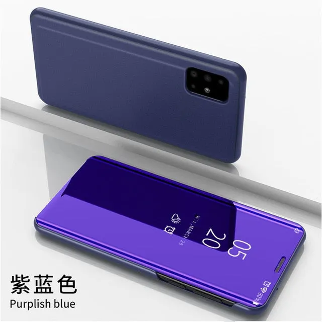 Smart Flip Phone Case For iPhone Mirror Window Standing Holder
