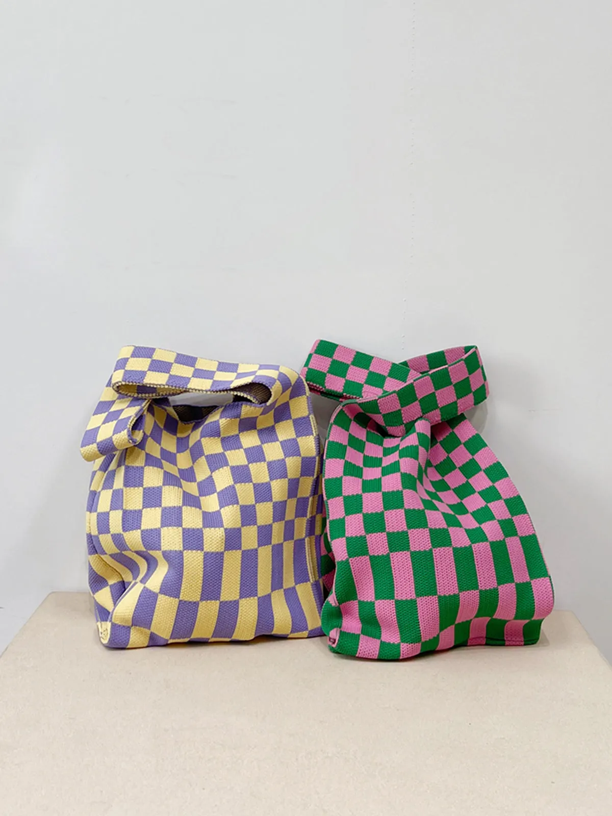 Stylish Checkerboard Print Tote Bag