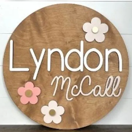 Sugar   Maple Round Personalized Name Sign | Retro