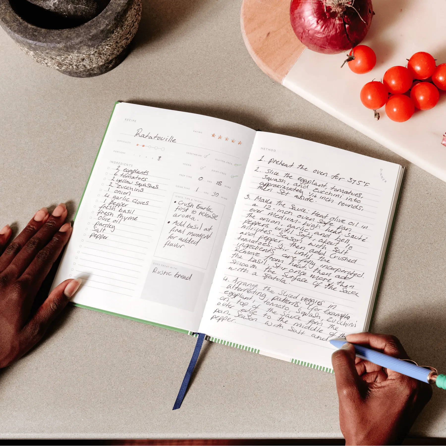 The Vineyard A5 Hardcover Guided Recipe Journal